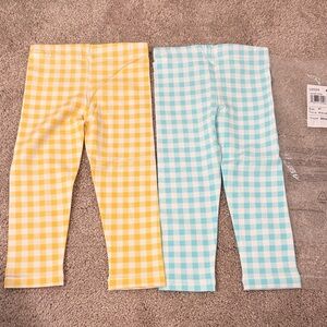 The Children's Place Yellow and Blue(aqua) Checkered gingham Leggings size 2T